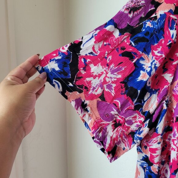 Roaman's Colorful Floral Button Up Blouse - Picture 4 of 7